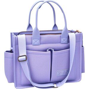 Women's Purple Imported Canvas Laptop Crossbody Work Large Tote Handbags